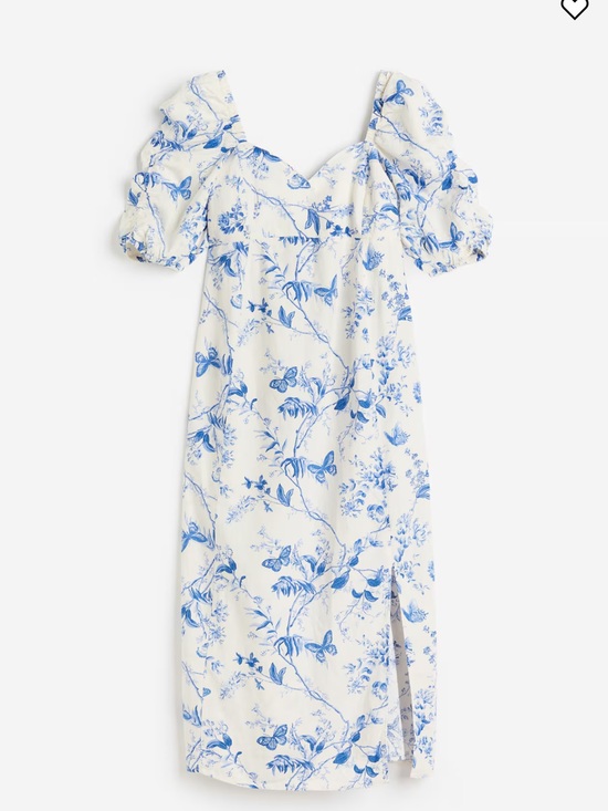 H&M Dresses & Skirts - H&M Mama Maternite White Maternity Midi Dress with Blue Floral & Butterfly Print
